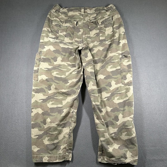 American Eagle Outfitters Cargo Pants Womens 12 Green Camo Barrel Stretch - Picture 14 of 15